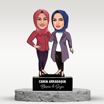 Başörtülü Canım Arkadaşım Karikatürlü Biblo - 1