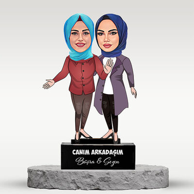 Başörtülü En Yakın Arkadaşım Karikatürlü Biblo - 1