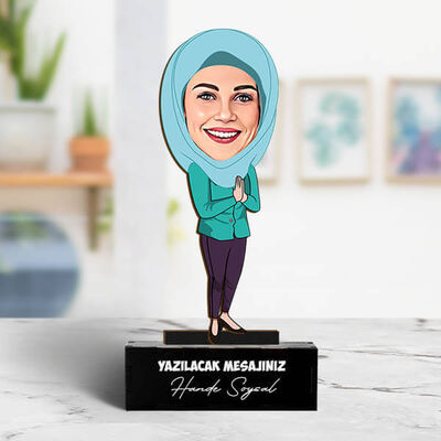 Başörtülü Eşe Hediye Karikatürlü Biblo - 1