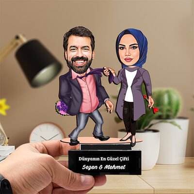 Başörtülü Eşe Karikatürlü Biblo Hediyesi - 1