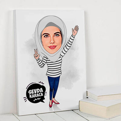 Başörtülü Kadına Hediye Esprili Kanvas Tablo - 1