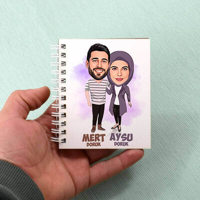 Başörtülü Sevgilim Karikatürlü Defter - 1