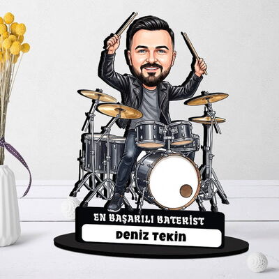 Baterist Müzisyen Erkek Karikatürlü Biblo - 1