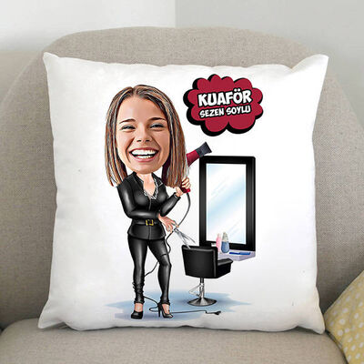 Bayan Kuaför Karikatürlü Yastık - 1
