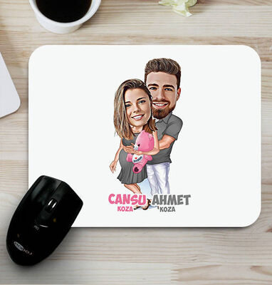 Bebeğimizi Beklerken Karikatürlü Mouse Pad - 1
