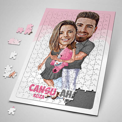 Bebeğimizi Beklerken Karikatürlü Puzzle - 1