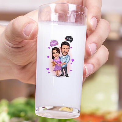 Bebek Bekleyen Çift Karikatürlü İkili Rakı Bardağı Seti - 3