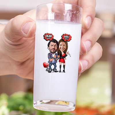 Ben Sana Mahkum Karikatürlü İkili Rakı Bardağı Seti - 3