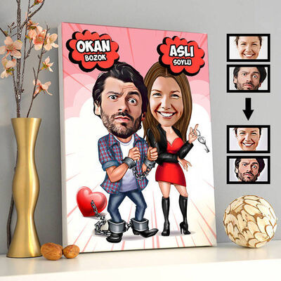 Ben Sana Mahkum Karikatürlü Kanvas Tablo - 1
