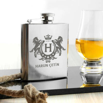 Beylere Hediye Kanyak Matarası 6 Oz Gümüş - 1