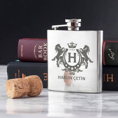Beylere Hediye Kanyak Matarası 6 Oz Gümüş - 2