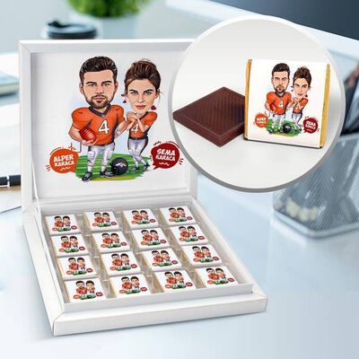 Beyzbol Çiftleri Karikatürlü Çikolata Kutusu - 1