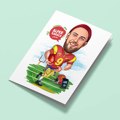 Beyzbol Oynayan Erkek Karikatürlü Tebrik Kartı - 1