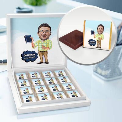 Bilge Öğretmenim Karikatürlü Çikolata Kutusu - 1