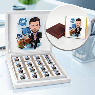 Bilgisayar Kuşu Erkek Karikatürlü Çikolata Kutusu - 1