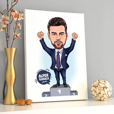 Bir Numara Erkek Karikatürlü Kanvas Tablo - 1