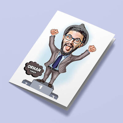 Bir Numara Erkek Karikatürlü Tebrik Kartı - 1