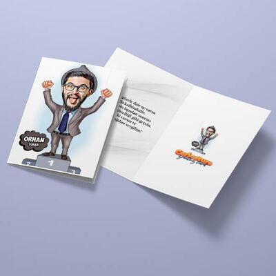 Bir Numara Erkek Karikatürlü Tebrik Kartı - 3