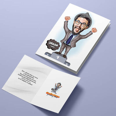 Bir Numara Erkek Karikatürlü Tebrik Kartı - 4