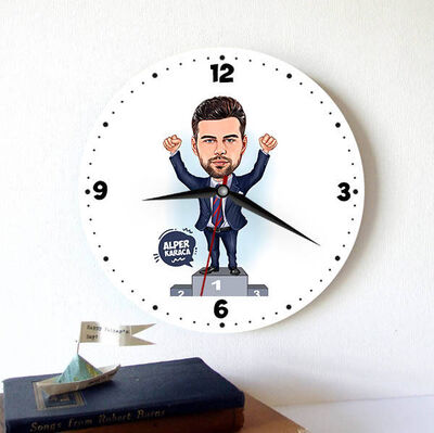 Bir Numaralı Erkek Karikatürlü Duvar Saati - 1