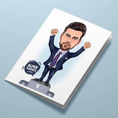 Bir Numaralı Erkek Karikatürlü Tebrik Kartı - 1