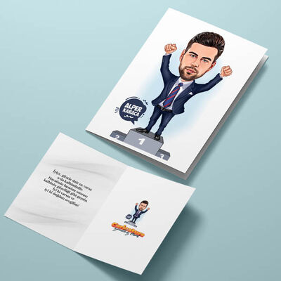 Bir Numaralı Erkek Karikatürlü Tebrik Kartı - 4