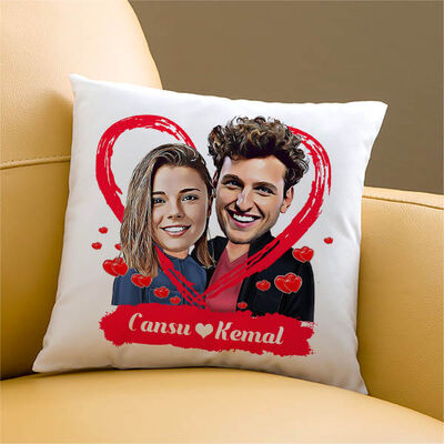 Bir Ömür Aşkla Karikatürlü Sevgili Yastığı - 2