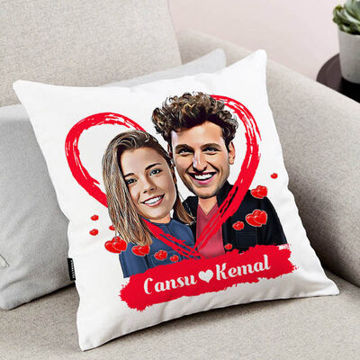 Bir Ömür Aşkla Karikatürlü Sevgili Yastığı - 3