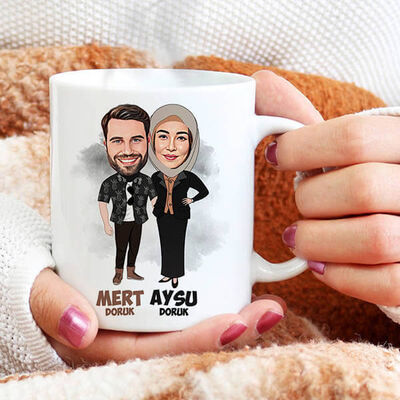 Bir Ömür Mutlu Olalım Karikatürlü Bardak - 1