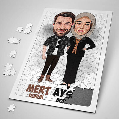 Bir Ömür Mutlu Olalım Karikatürlü Puzzle - 1