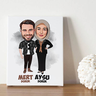 Bir Ömür Mutlu Olalım Karikatürlü Tablo - 1