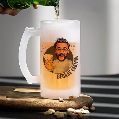 Biracı Erkek Karikatürlü Bira Bardağı - 1