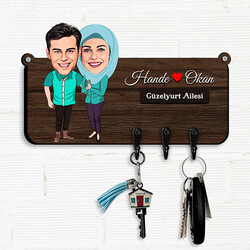 Biricik Eşim ve Ben Hediyelik Karikatürlü Anahtar Askısı