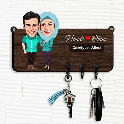Biricik Eşim ve Ben Hediyelik Karikatürlü Anahtar Askısı - 1