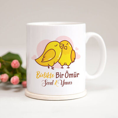 Birlikte Bir Ömür Sevimli Kuşlar Kupa Bardak - 1
