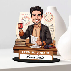 Bitanecik Öğretmenim Mesajlı Erkek Karikatürlü Biblo
