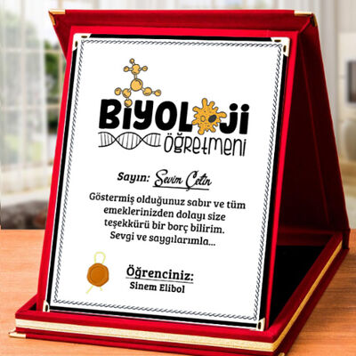 Biyoloji Öğretmenine Hediye Plaket - 1