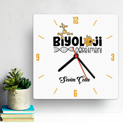 Biyoloji Öğretmeninize Özel Kare Duvar Saati - 1