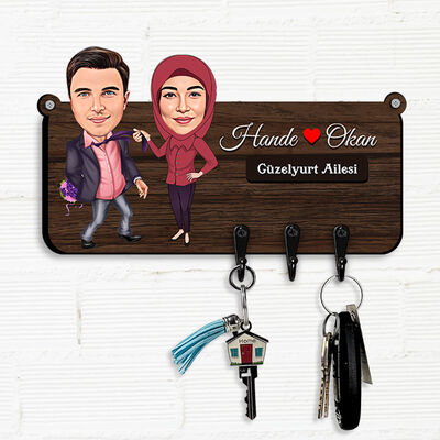 Biz Asla Ayrılamayız Ev Hediyesi Karikatürlü Anahtar Askısı - 1