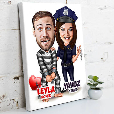 Biz Bize Mahkumuz Karikatürlü Kanvas Tablo - 1