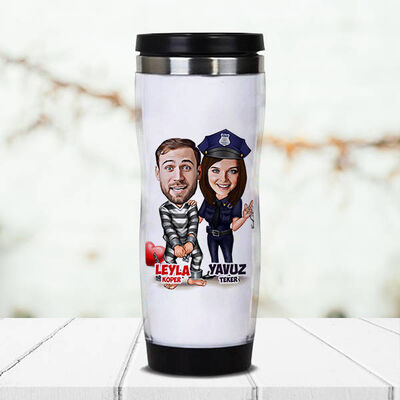 Biz Bize Mahkumuz Karikatürlü Termos Bardak - 1