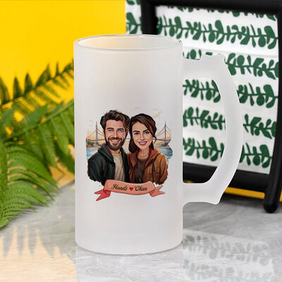 Boğaz Köprüsü ve Aşkımız Karikatürlü Bira Bardağı - 3