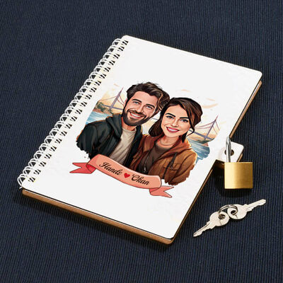 Boğaz Köprüsü ve Aşkımız Karikatürlü Kilitli Defter - 1