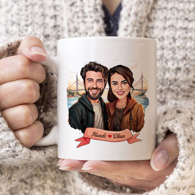 Boğaz Köprüsü ve Aşkımız Karikatürlü Kupa Bardak - 1