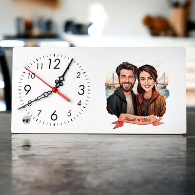 Boğaz Köprüsü ve Aşkımız Karikatürlü Masa Saati - 1