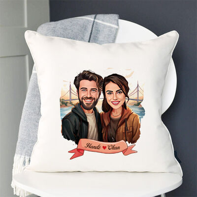 Boğaz Köprüsü ve Aşkımız Karikatürlü Yastık - 1