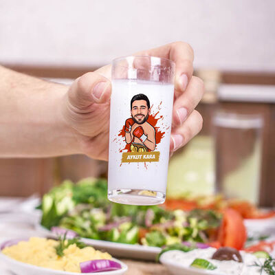 Boksör Karikatürlü İkili Rakı Bardağı - 1
