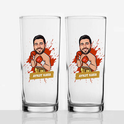 Boksör Karikatürlü İkili Rakı Bardağı - 3