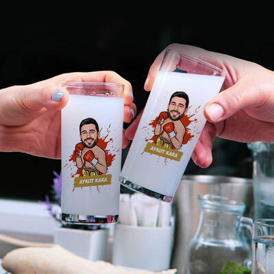 Boksör Karikatürlü İkili Rakı Bardağı - 4