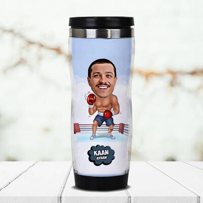 Boksör Karikatürlü Termos Bardak - 1
